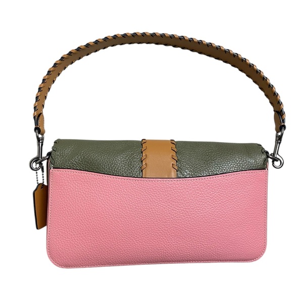 Coach Georgie Whipstitch Colorblock Shoulder Bag Pink Hunter Green EUC C4105 - Picture 7 of 16